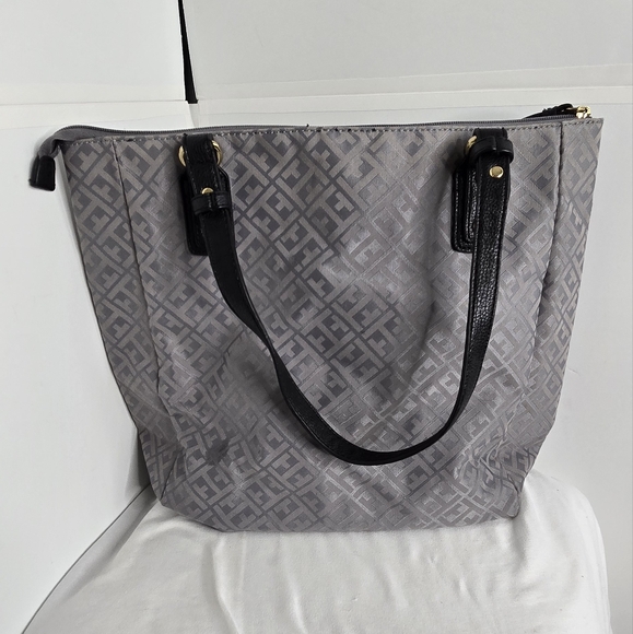 Tommy Hilfiger EUC tote bag double handles Large grey black - Picture 3 of 17